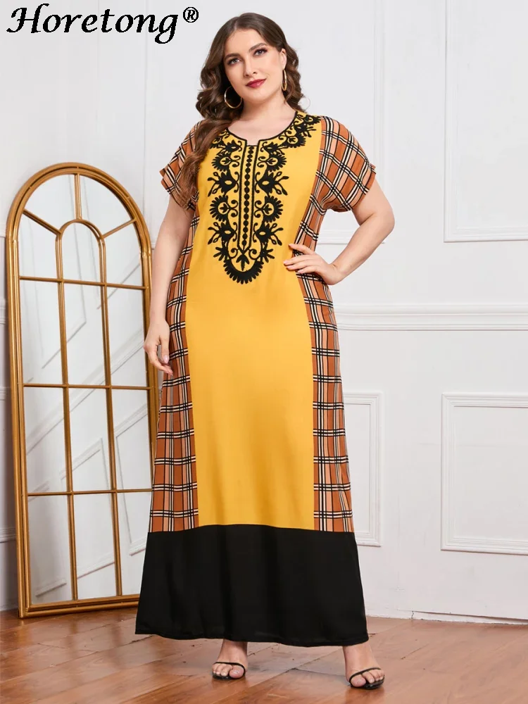 

Женское платье с цветочной вышивкой, большие размеры