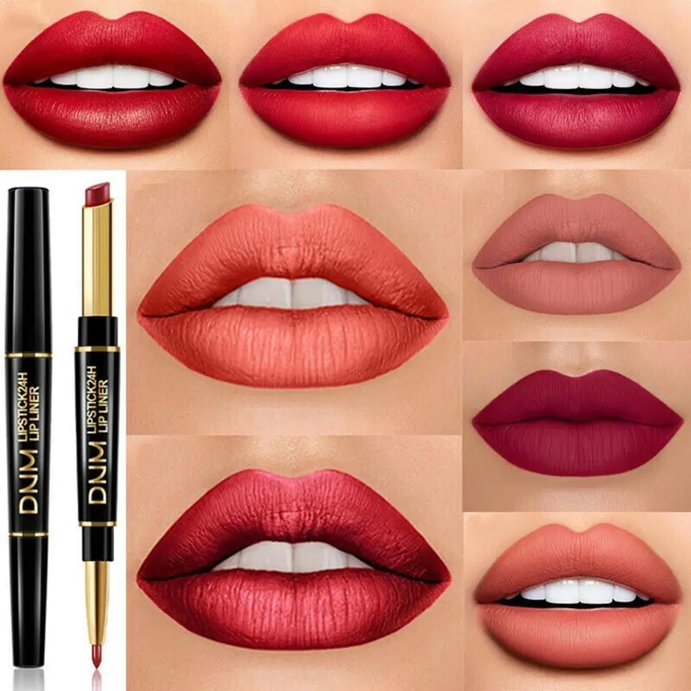 

Beauty Lipstick Blush Matte Waterproof Double Head Lipliner 2 In 1 Cosmetics Eyeliner Pen Make Up Tool