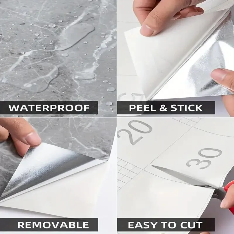 1 Рулон Самоклеящихся Обоев С Мраморным Узором Водонепроницаемые Кухонные