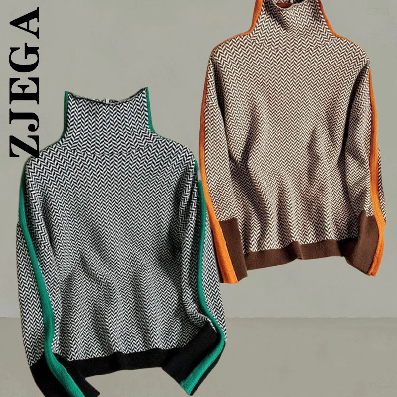 

Вязаная водолазка Zjega, новинка, женский свитер, стильный женский джемпер с длинным рукавом, 2022, сексуальный пуловер, вязаный свитер, мягкий д...