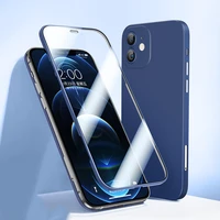 shell and film integrated case cover for iphone 11 12 13 promax with tempered glass protective film double sided drop phone case
