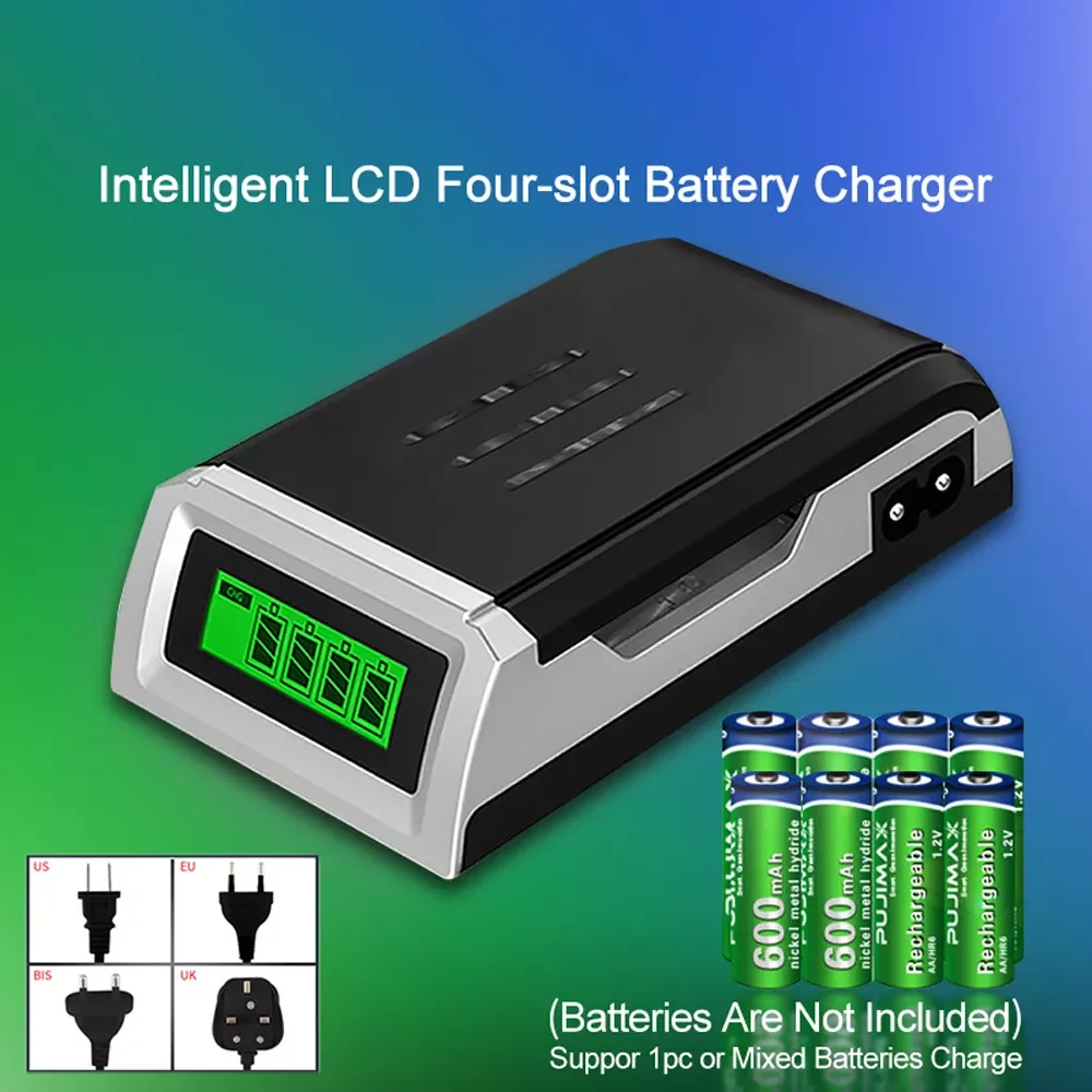 

4 Slots LCD Display Smart Intelligent 1.2V Battery Charger AA charger For 1.2V AA AAA NiCd NiMh Rechargeable Batteries