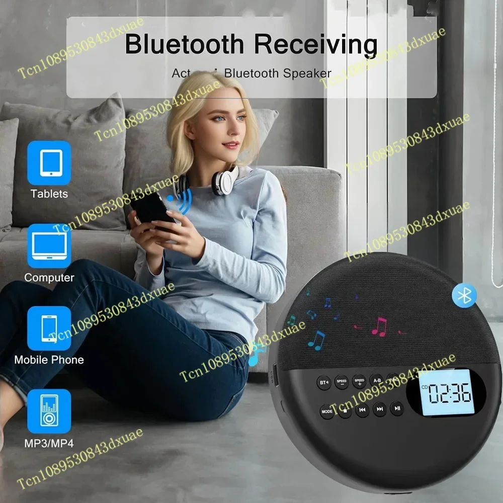Фото Портативный CD-плеер, двусторонний Bluetooth 5,0, встроенный динамик, HIFI CD, музыка, Walkman ASP, перезаряжаемый USB, воспроизведение без потерь №4