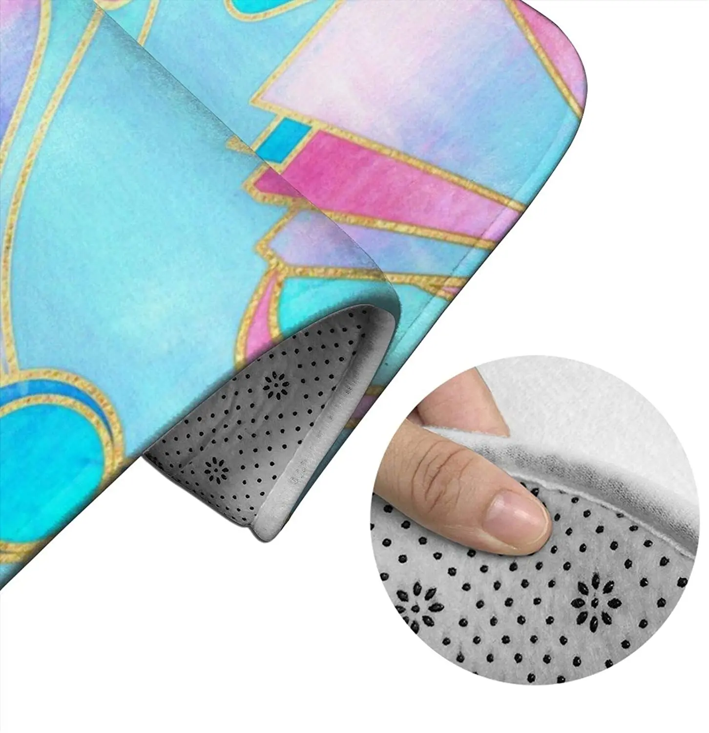 

Textured Art Deco in Pin Bathroom Mat Sets 3 Piece Set Rugs Memory Foam Mat Set Toilet Seat Cover Bath mat Lid Cover