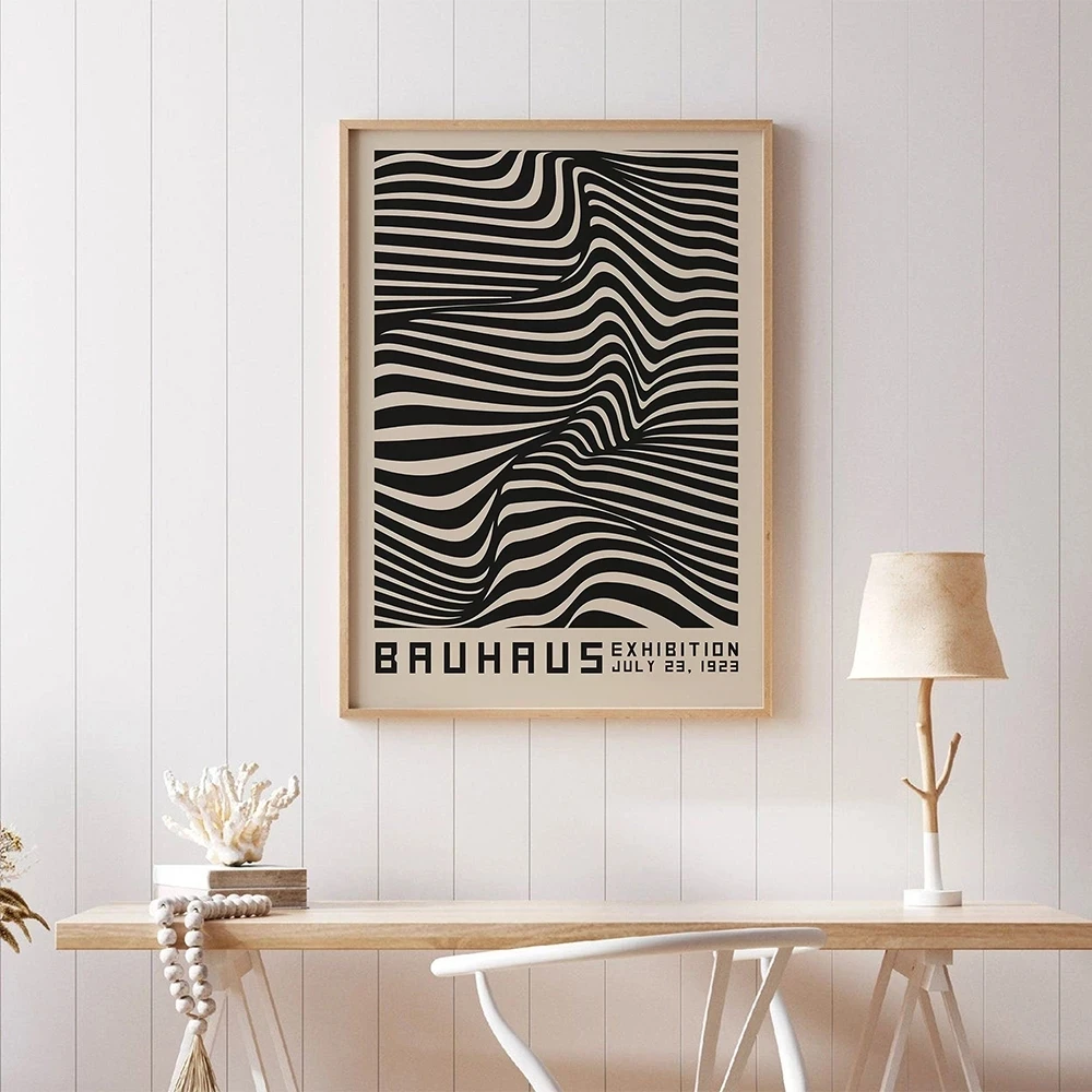 

Bauhaus Abstract Illustration Print Canvas Painting Contemporary Vintage Exhibition Poster Grey Wall Art Picture Home Decor