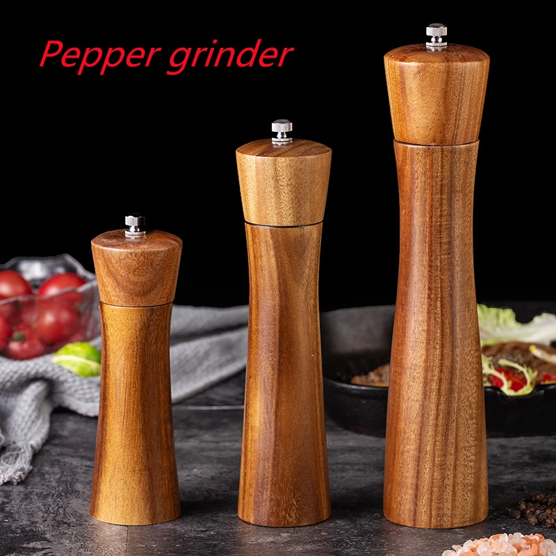 

Salt and Pepper Mills, Solid Wood Pepper Mill with Strong Adjustable Ceramic Grinder 6" 8" 10" - Kitchen Tools by Leeseph