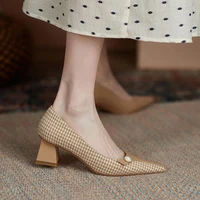 2022 new fashion pointed toe high heels ladies dress shoes gladiator high heels temperament all match thick heel womens shoes