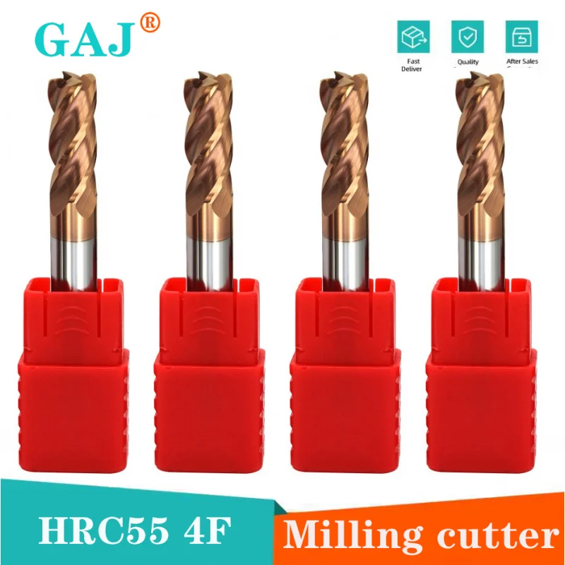 

HRC55 Твердосплавная концевая фреза 1 2 4 5 6 8 10 12 мм 4 флейты Фреза Сплавное покрытие Режущий инструмент из вольфрамовой стали Концевые фрезы с ЧПУ