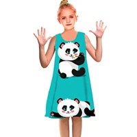2022 3d dress print panda pattern girls kids long sleeve elegant princess dresses for children spring fun printprincess dres