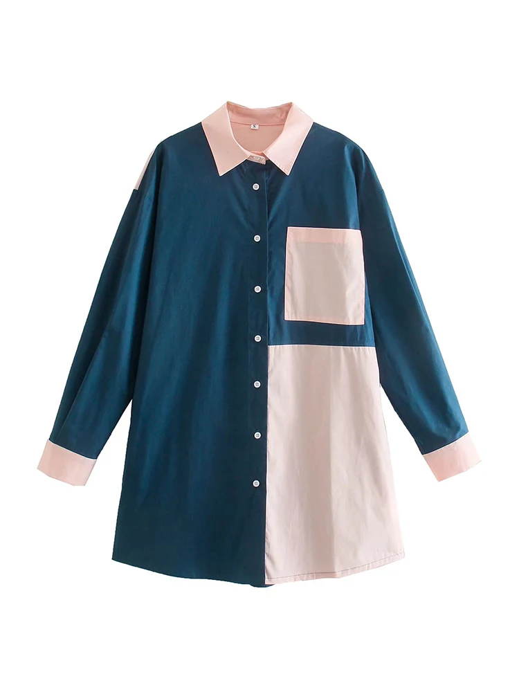 

Trendeez Elegant Fashion Colorblock Polo Button A-line Mini Dress
