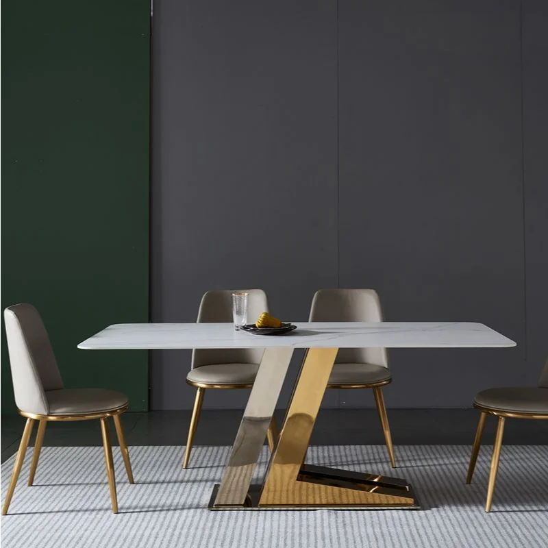 

Light Luxury Dining Table Mobile Chair Combination Household Console Guest Restaurant Dining Table Rectangular Home Furniture