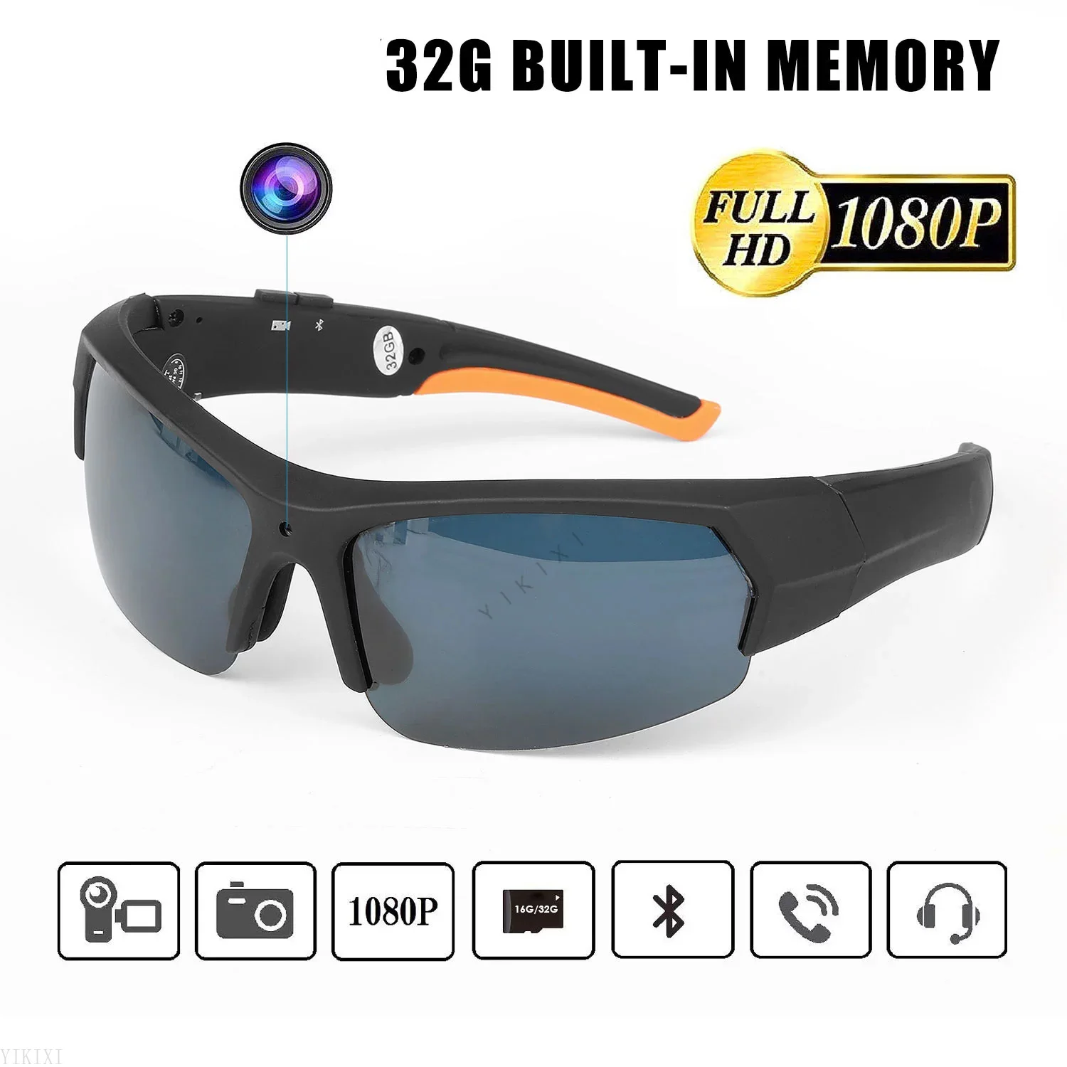 

ET Sunglasses Headset Camera1080P Camcorder Glasses Multifunctional Bluetooth MP3 Player Video Recorder Suport Hidden tf card