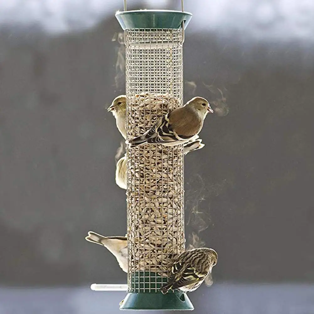 Hanging Tube Bird Feeder For Outside Mesh Screen Bird Feeder