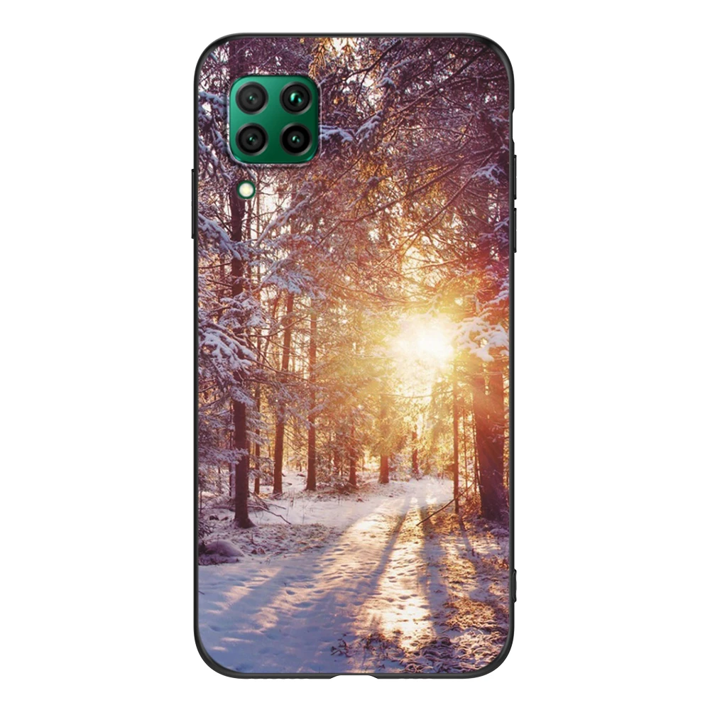 Чехол для Huawei P40 Lite 4G Nova 6 Se 6se задняя крышка телефона черный чехол из ТПУ Зимний