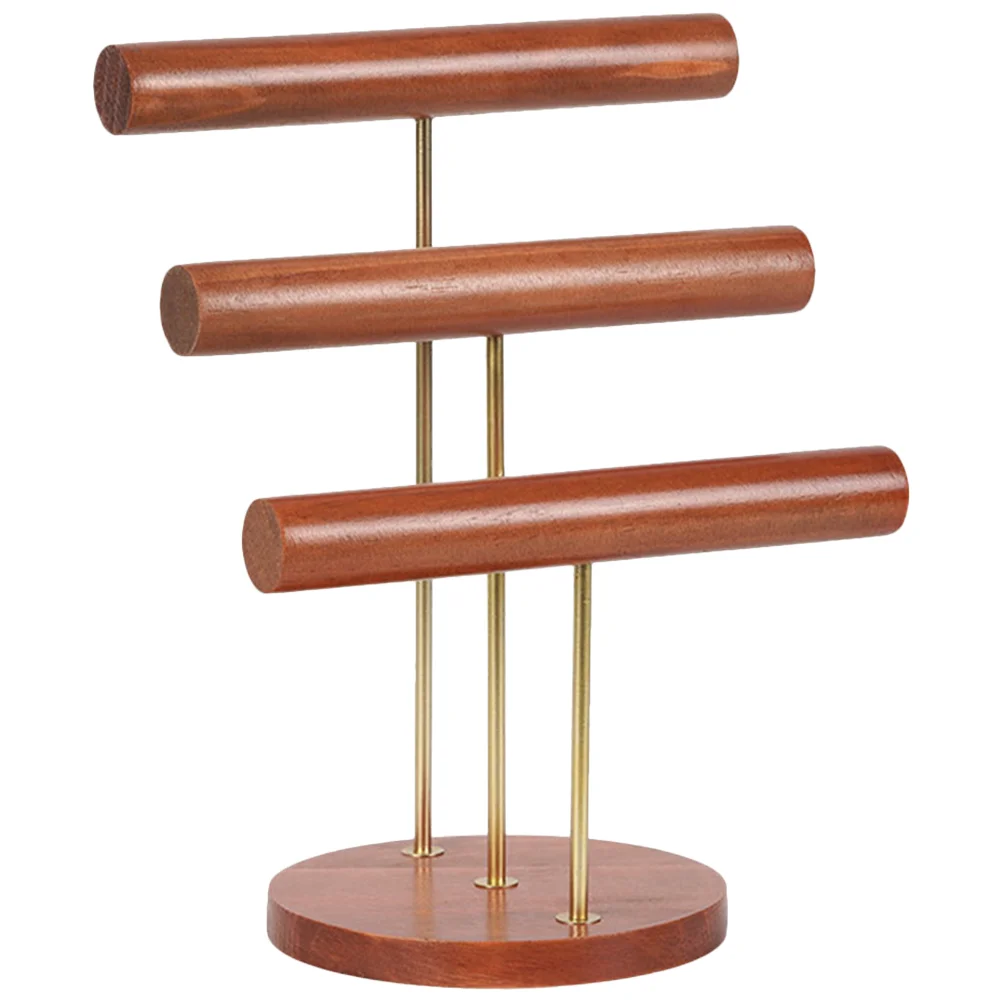 

Necklace Hanging Stand Watch Rack Jewelry Display Solid Wood Organizer Three-tier Bracelet