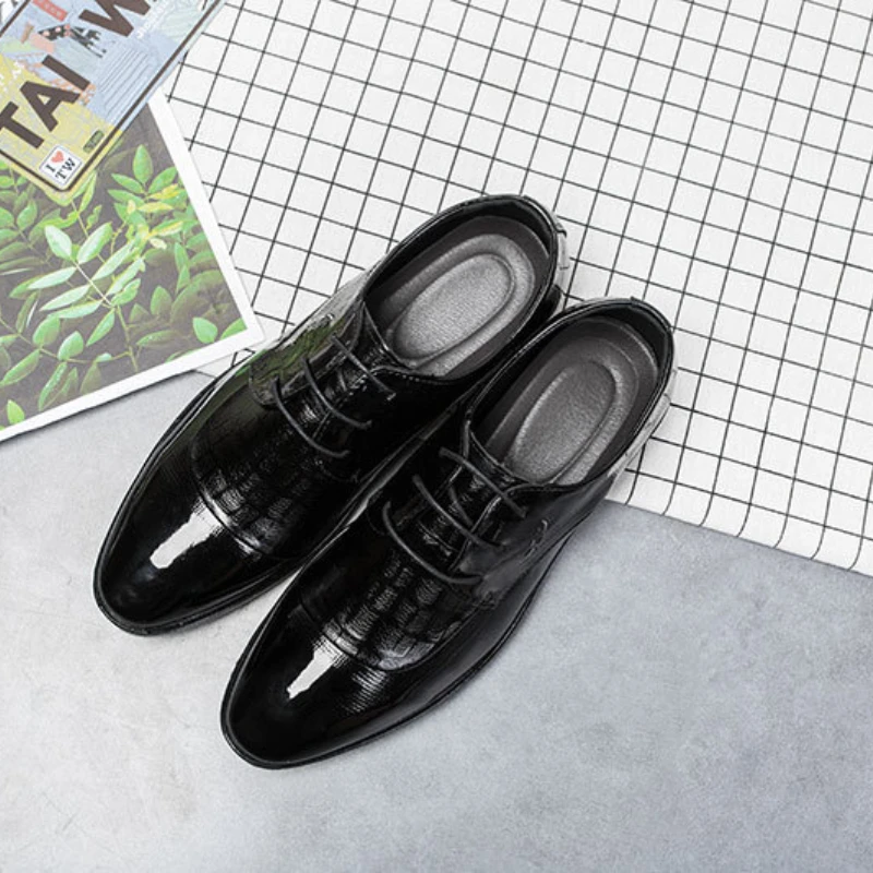 Men Dress Shoes Business Leather Shoes Dress Casual Low Top Solid Color Nonslip Dress British Style Leather Shoe Spring Men Shoe