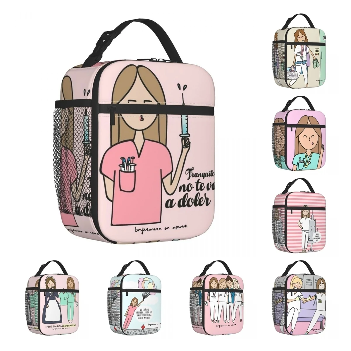 S Cooler Bag Lunch Container Enfermera En Apuros Doctor Nurse Medical Lunch Box Tote Food Handbags Picnic