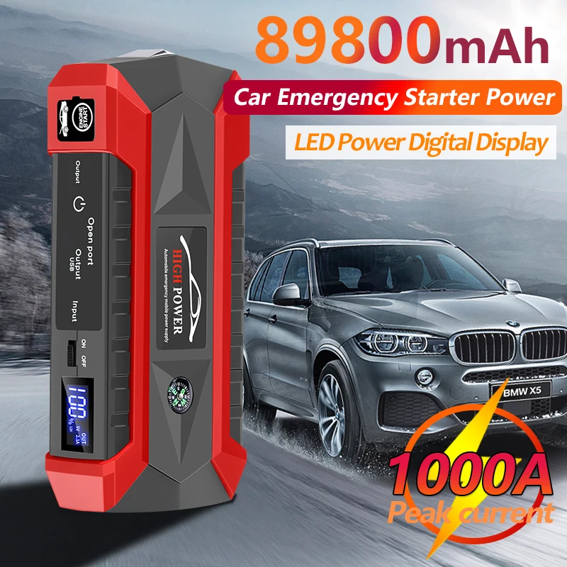 

New 89800mAh with LED Light Car Emergency Start Power Supply Portable Dual-start Backup Power Supply Large Capacity Power Bank