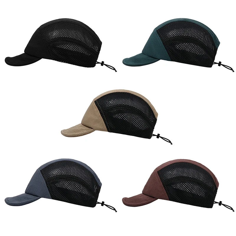 

1 шт. головной убор на шнурке регулируемые бейсболки с 5 панелью быстросохнущая шапка с утиным язычком хлопковая шляпа для гольфа сетчатая шляпа уличная дышащая