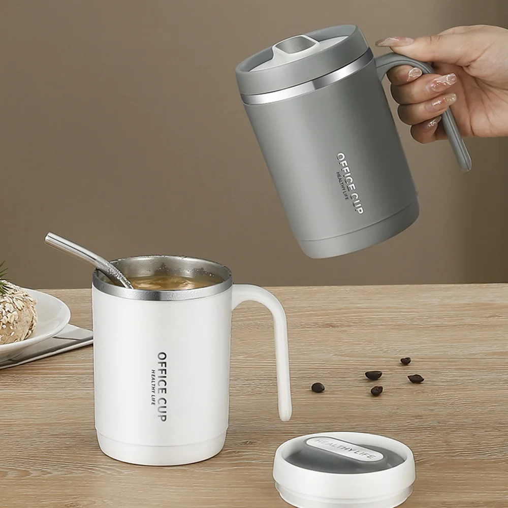 

500ml Coffee Insulation Cup Stainless Steel Insulation Bottle With Straw Breakfast Cup Couple Cup Milk Insulation Water Cup