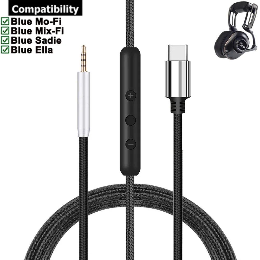 OFC USB Type C 2 5 мм нейлоновый плетеный удлинитель для наушников Blue Mo-Fi Mix-Fi Sadie Ella