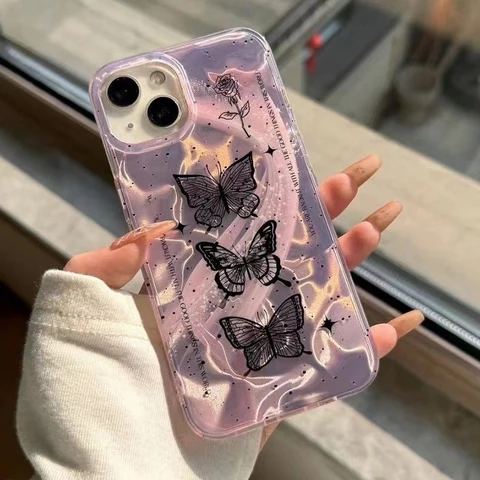 Чехол с бантом и бабочкой для Redmi Note 14 13 Pro Plus 12 11 10 9 Pro 10s 9s 12s 11s Xiaomi Redmi 14C 13C 12 13 4G 5G Чехол для телефона