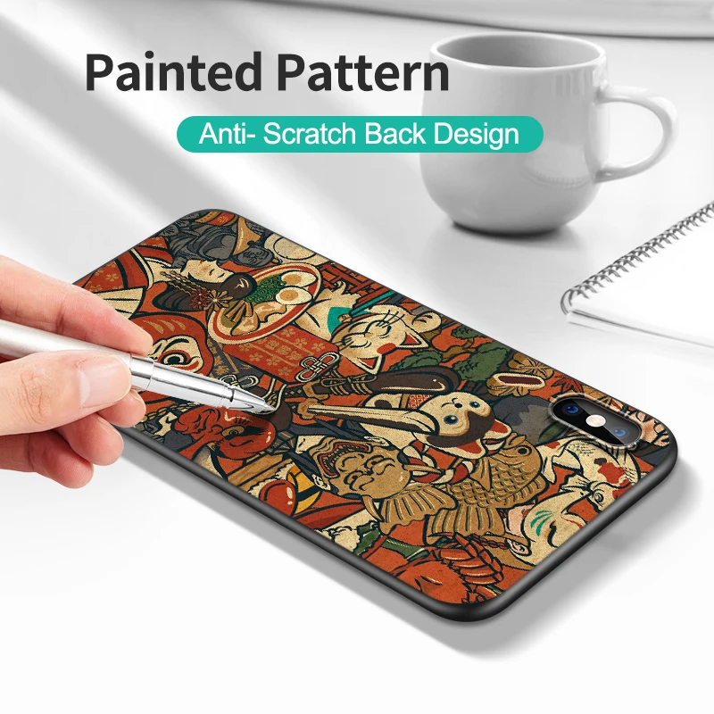 Black Tpu Case For Samsung Galaxy A03 SM-A035 A03 Core A03S A13 A23 LTE A33 A53 A73 4G 5G Japanese Style Art Japan