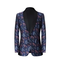 2023 new arrival shawl lapel single breasted print blazer casual mens suit coat