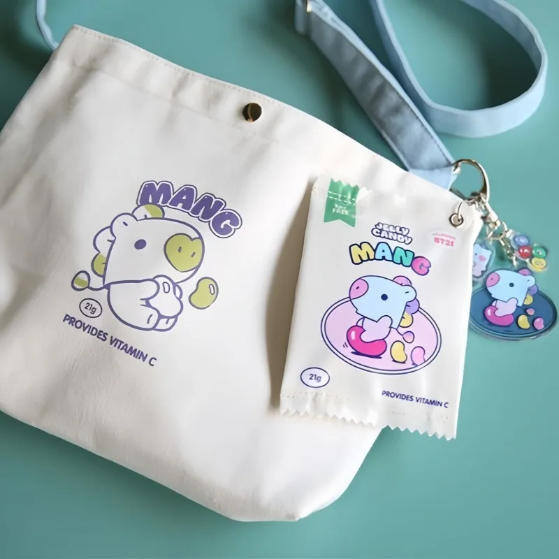 Фото Kawaii BT21 кошелек для монет с героями мультфильмов Cooky Shooky Chimmy Tata студенческий идентификатор портативная сумка для карт туалетные принадлежности для макияжа сумка для хранения наушников №1