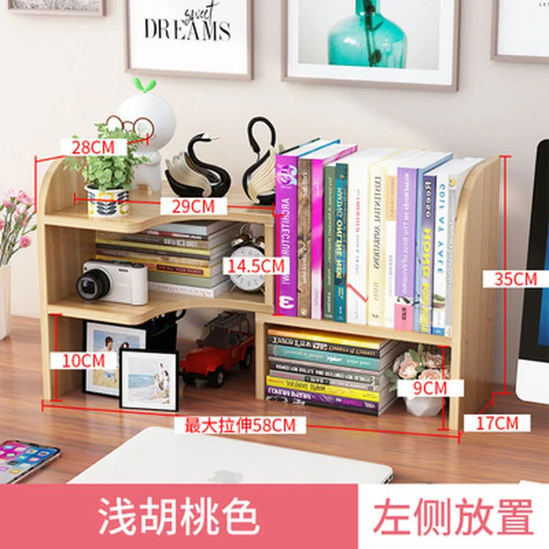 Simple Office White Bookshelf Desk Top Student Dormitory Pink Desk Storage Shelfwood Household Combination Small Booksheif
