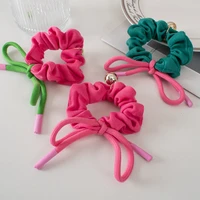 2022 new women candy color rope bow elastic hair rubber bands bowknot hair ties clips for girls ponytail holder hair accessories
