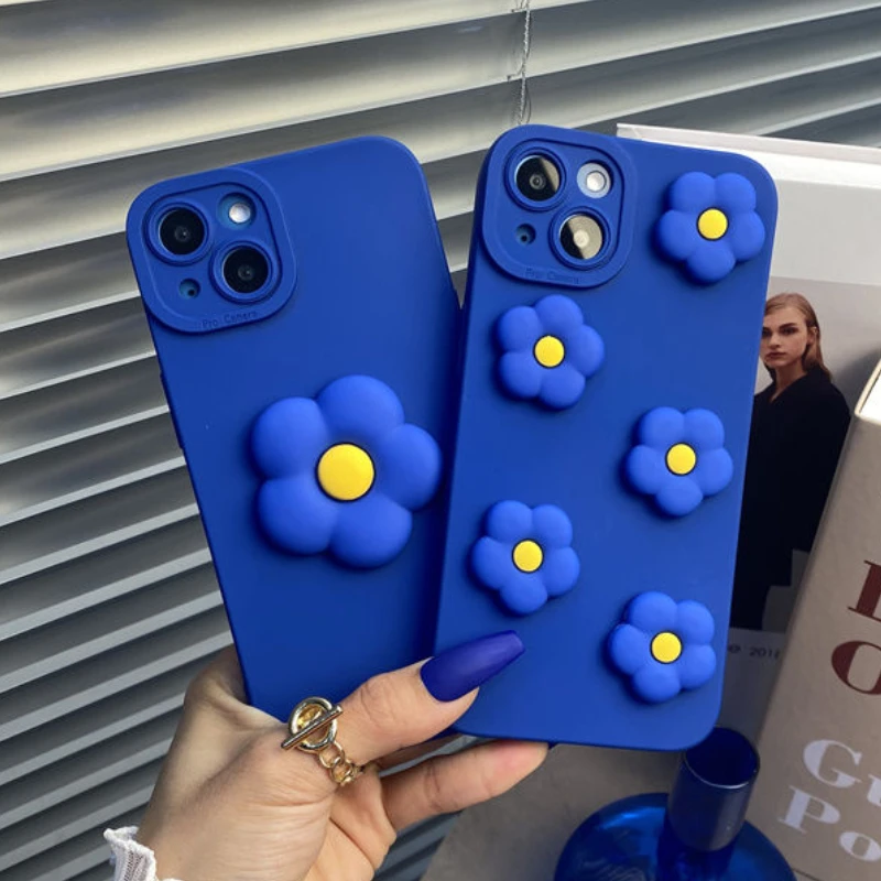 

3D Flowers Phone Case for iPhone 13 13Pro 12 12Pro 11 Pro X XS Max XR 7 8 Plus SE Anti-Fall Soft Protective Covers