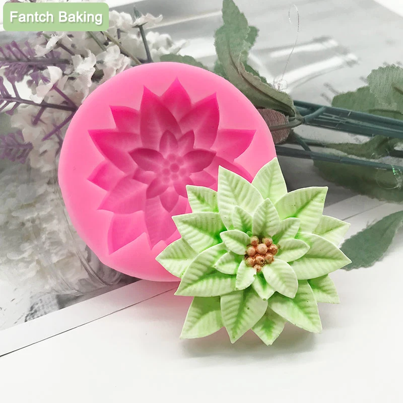 

Holly Leaf Silicone Mold Cake Baking Christmas Decoration Tool Chocolate Soap Red Fruit Flower Candle Mould Kitchenware DIY