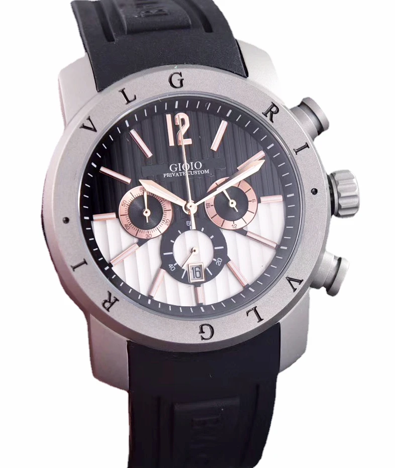 

men quartz chronograph watch grey titanium black rubber