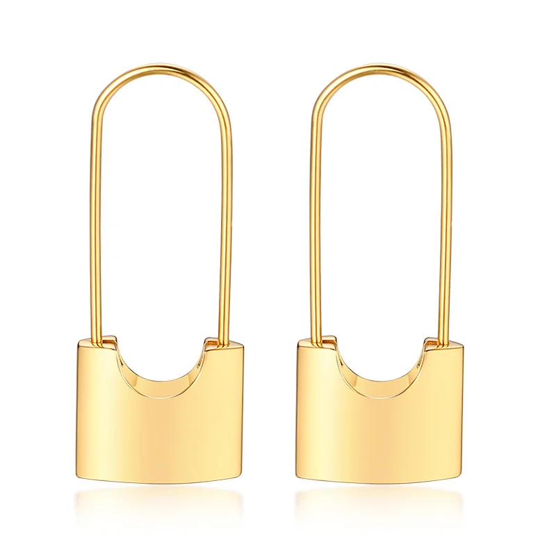 

METALLIC DANGLING PADLOCK DROP EARRINGS GOLD COLOR WOMEN CHARM LOVE LOCK EARRINGS