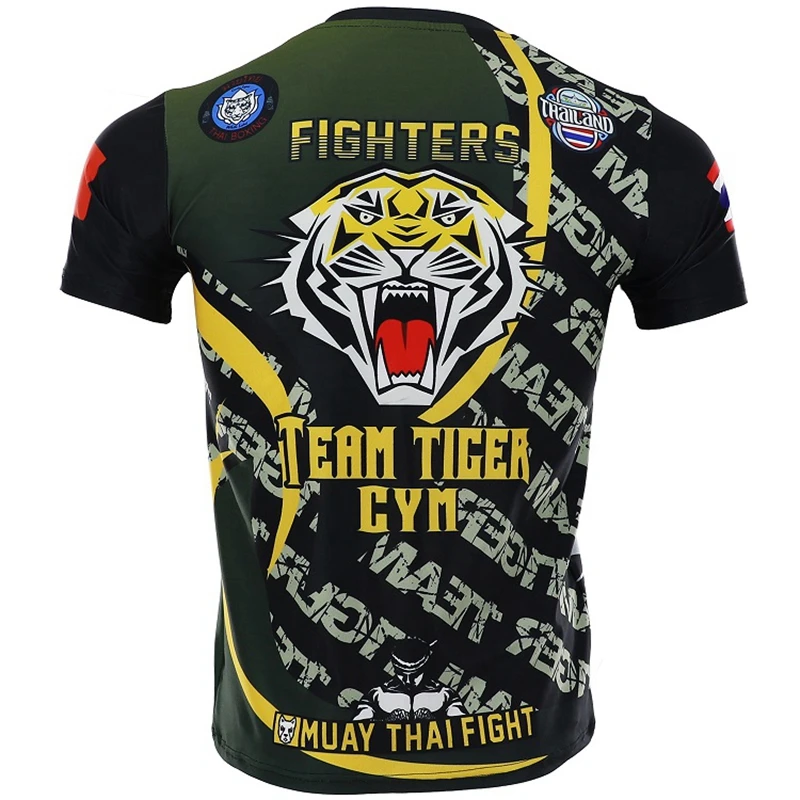 Футболка-рэшгард Tiger Muay Thai для мужчин в стиле бокса, кикбоксинга, бразильского джиу-джитсу, ММА и других единоборств в зале фитнеса или на боевых тренировках.