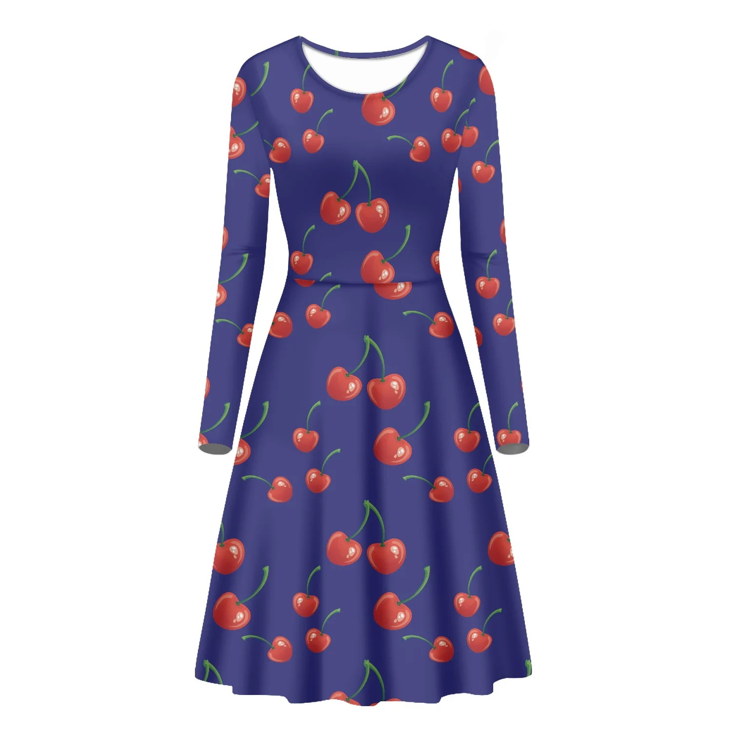 

Женское платье с цветочным принтом, длинным рукавом и поясом