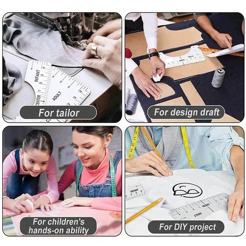 Линейка для выравнивания футболок 4 шт. инструмент линейка с направляющим