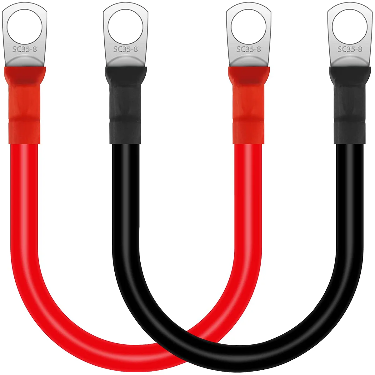 

new 2Pcs Battery Inverter Cable 30cm 12V 2AWG Copper Auto Battery Cable Waterproof Flexible Red and Black Car Battery Leads for
