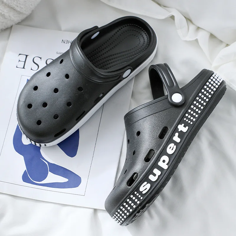 Hole Shoes Women's Simple Non Slip Slippers Men's Indoor Wear-resisting Beach Leisure Flat Slippers for Women Shoes Women