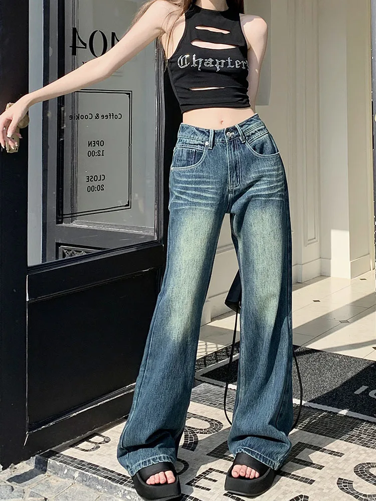 

Женские джинсовые брюки с высокой талией в стиле ретро