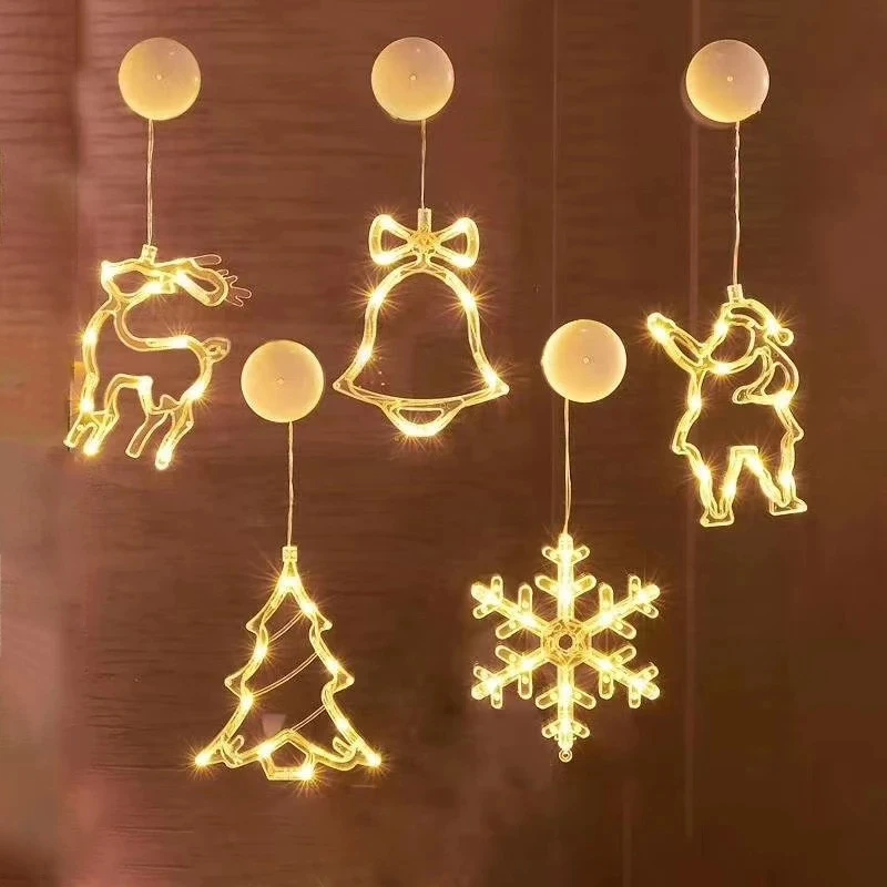 

Christmas Led Curtain String Fairy Lights Bells Sucke Noel Ornament Glow Party Supplies New Year Gift 2022 Home Room Decoration