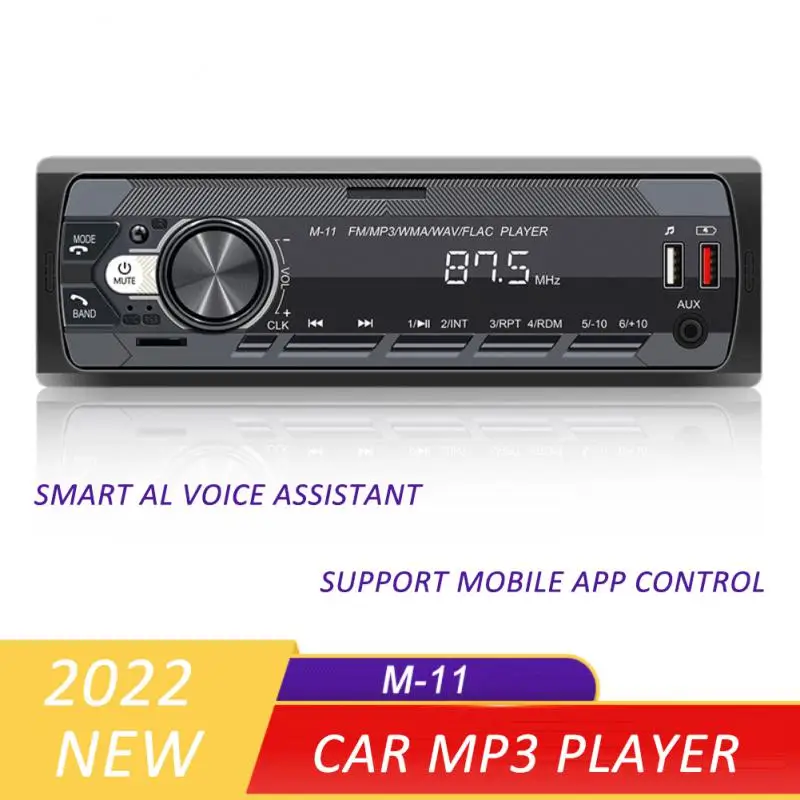 

Car Radio 1din Stereo Bluetooth5.0 FM Receiver Vehicle Audio MP3 Player USB/AUX/TF Card In Dash Kit Color Light with APP Control