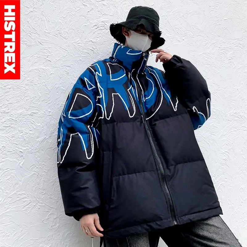 HISTREX Brand Men Parkas Thicken Cotton Jacket Padded Coat Graffiti Graphic Outerwear Harajuku Fashion Parka New Hip Hop Jackets