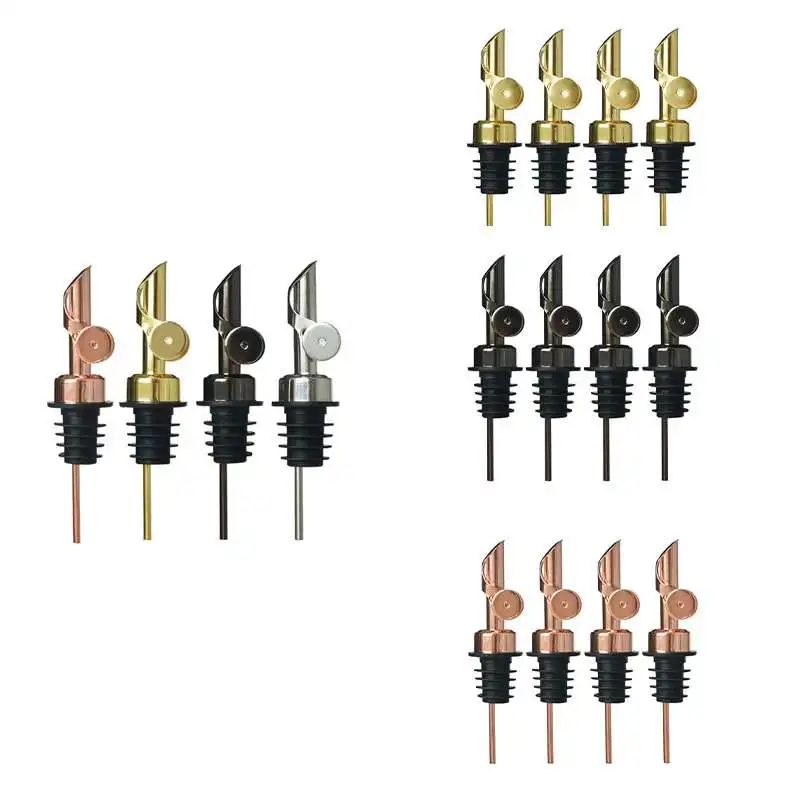 

4PCS Stainless Steel Bottle Metal Air Pipe Automatic Open Cap Trachea Weighted Pourer Wine Pourer Food A
