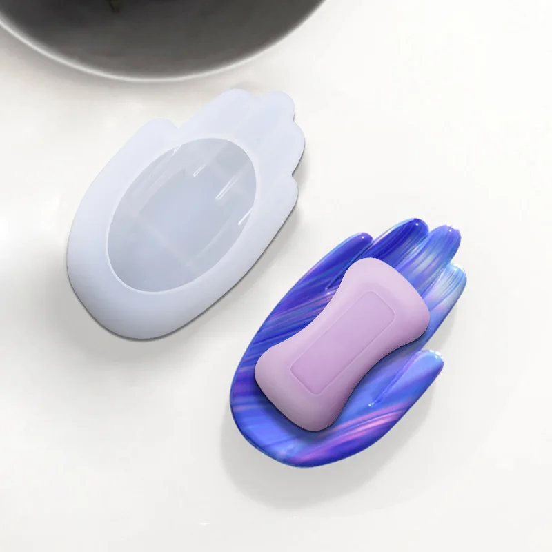 

LOVE'N LV483F DIY Crystal Oval Light Bulb Pendant Silicone Mould Palm shape Soap Storage Box Epoxy Mold For Resin Art