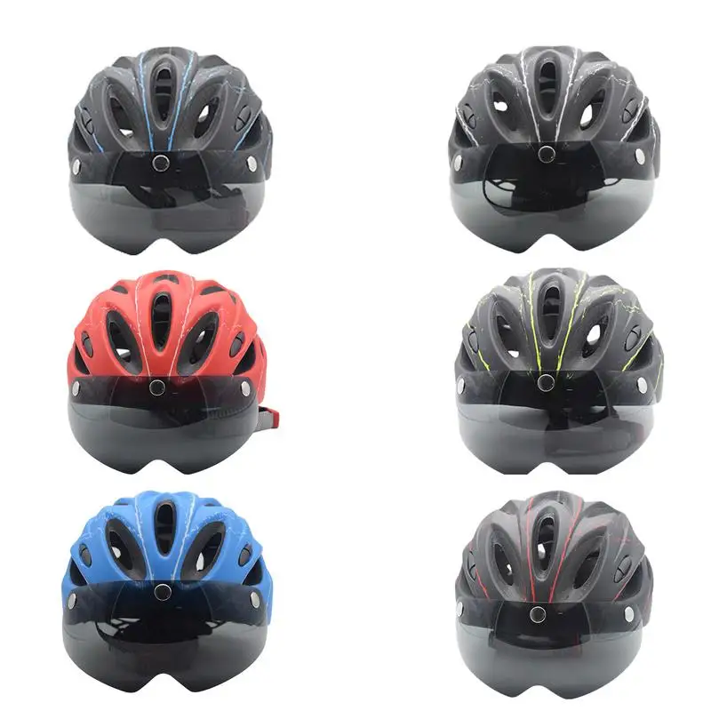 

Bike Helmets With Magnetic Goggles Cycling Helmet Removable Magnetic Goggles Road Mountain Safety Headdress For Motorcycles