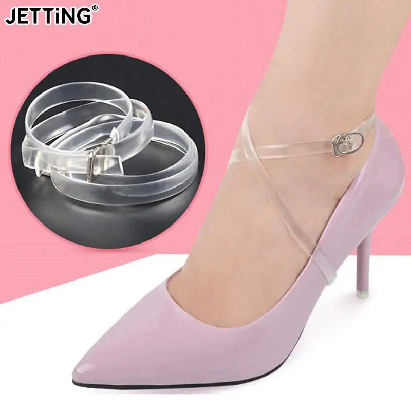 

1Pair Solid Transparent Invisible Silicone Shoelaces For Women's High Heels Elastic Anti-Falling Beam Shoe Strings Ankle Straps