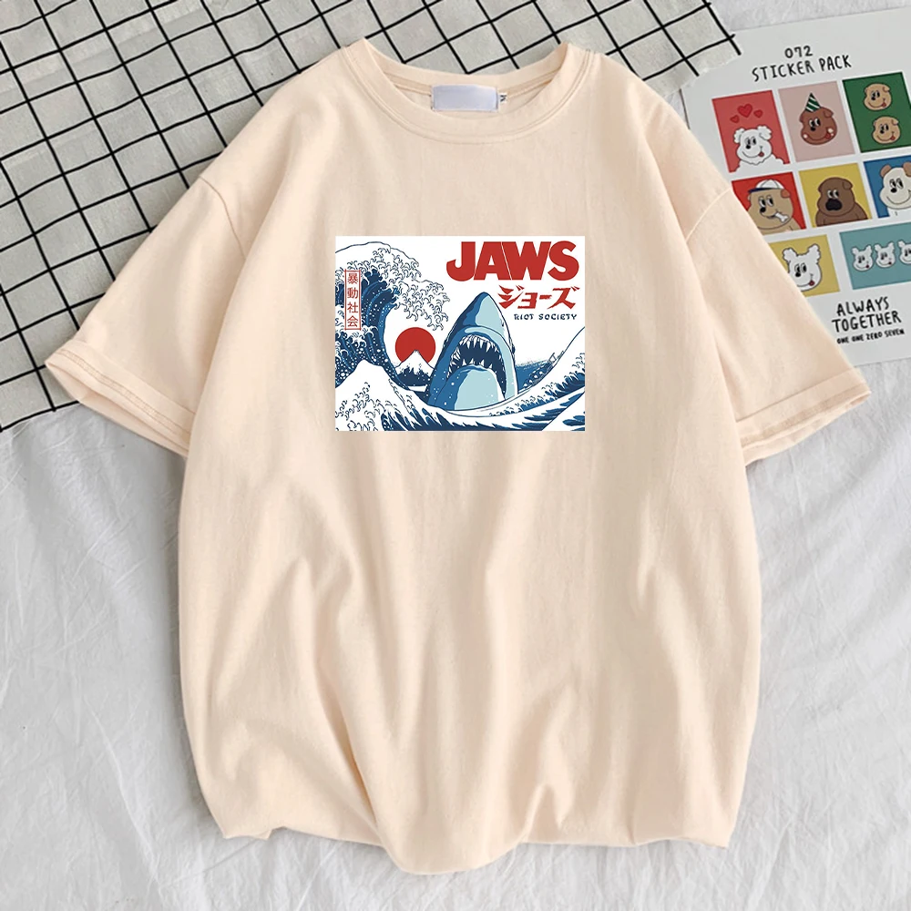 

Shark Jaws In The Waves Print Men T-Shirt Graphic Vintage Tshirts Funny Slim T Shirts Street Funny Men's Tee Shirt