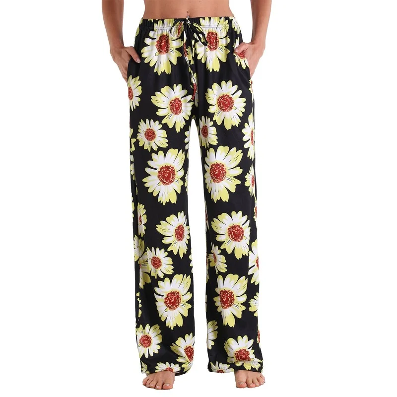 

2022 Spring Women's New Casual Printed Trousers High Waist Loose Pocket Ladies Pants Exercise Pants for Women Streetwear Women